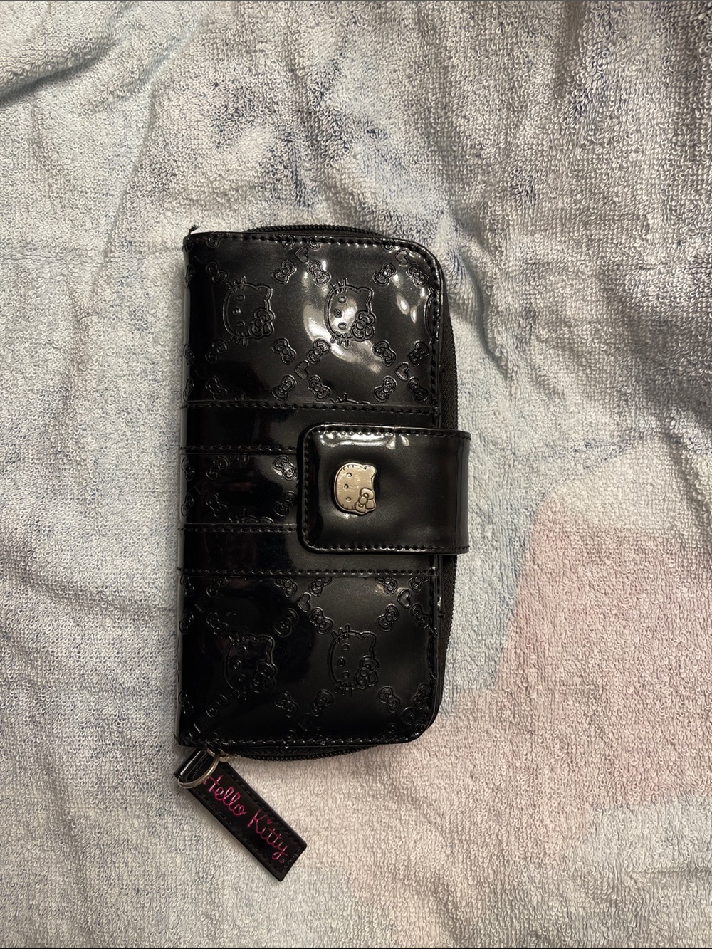 Hello Kitty Black Patent Wallet Phone Case with Wrist Strap